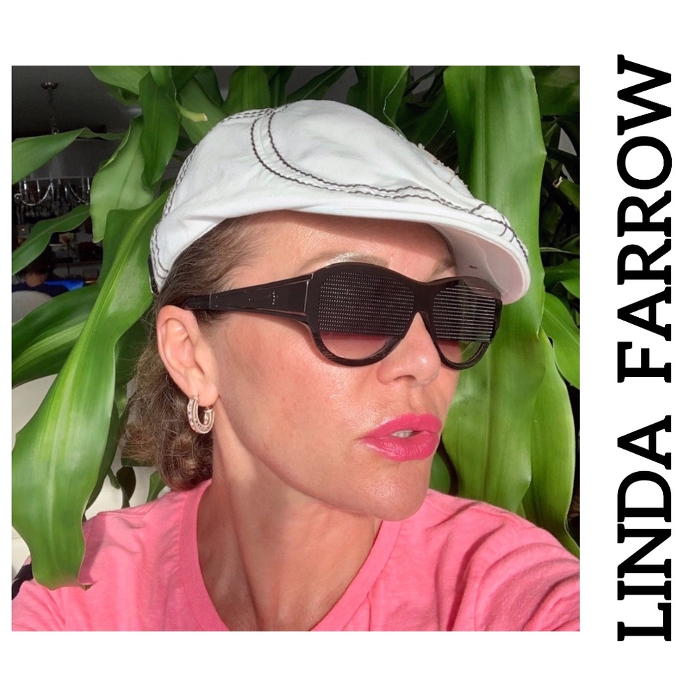 NWT NIB LINDA FARROW & TODD LYNN BLACK ACETATE PERFORATED SUNGLASSES